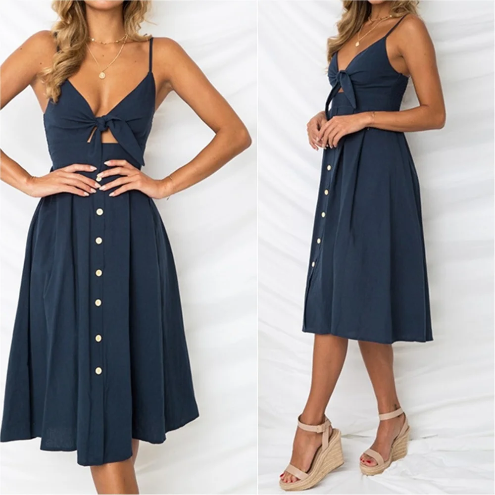 Sassy Sweetheart Smock Dress - Navy - Picture 3 of 8